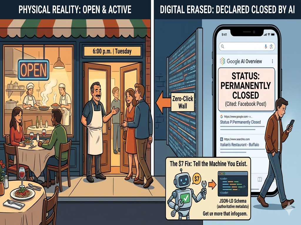 The Broken Map: How Google's AI Overviews Are Erasing Small Businesses From Search Results — and the Seven-Dollar Fix That Puts You Back